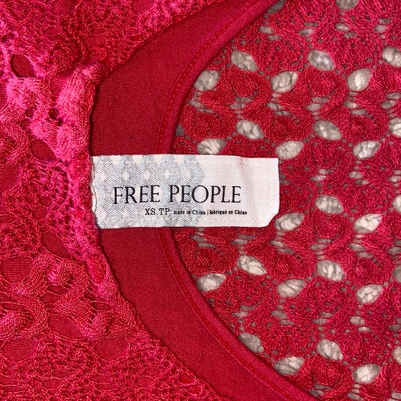 Free People Crochet Bodycon Mini Dress Red XS - Picture 4 of 10